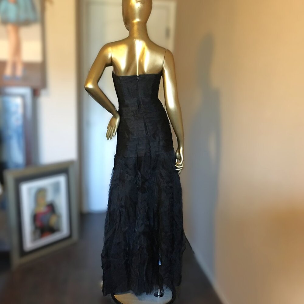 BCBG MAX AZRIA "Marisa" Long Layered Silk Organza Gown in Black - Size 0 - Picture 9 of 16